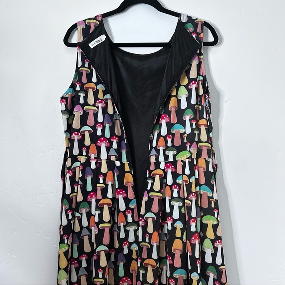 LA Soul Colorful Mushroom Print Mini Dress Pleated Skirt Size XL Cottagecore - Picture 6 of 12